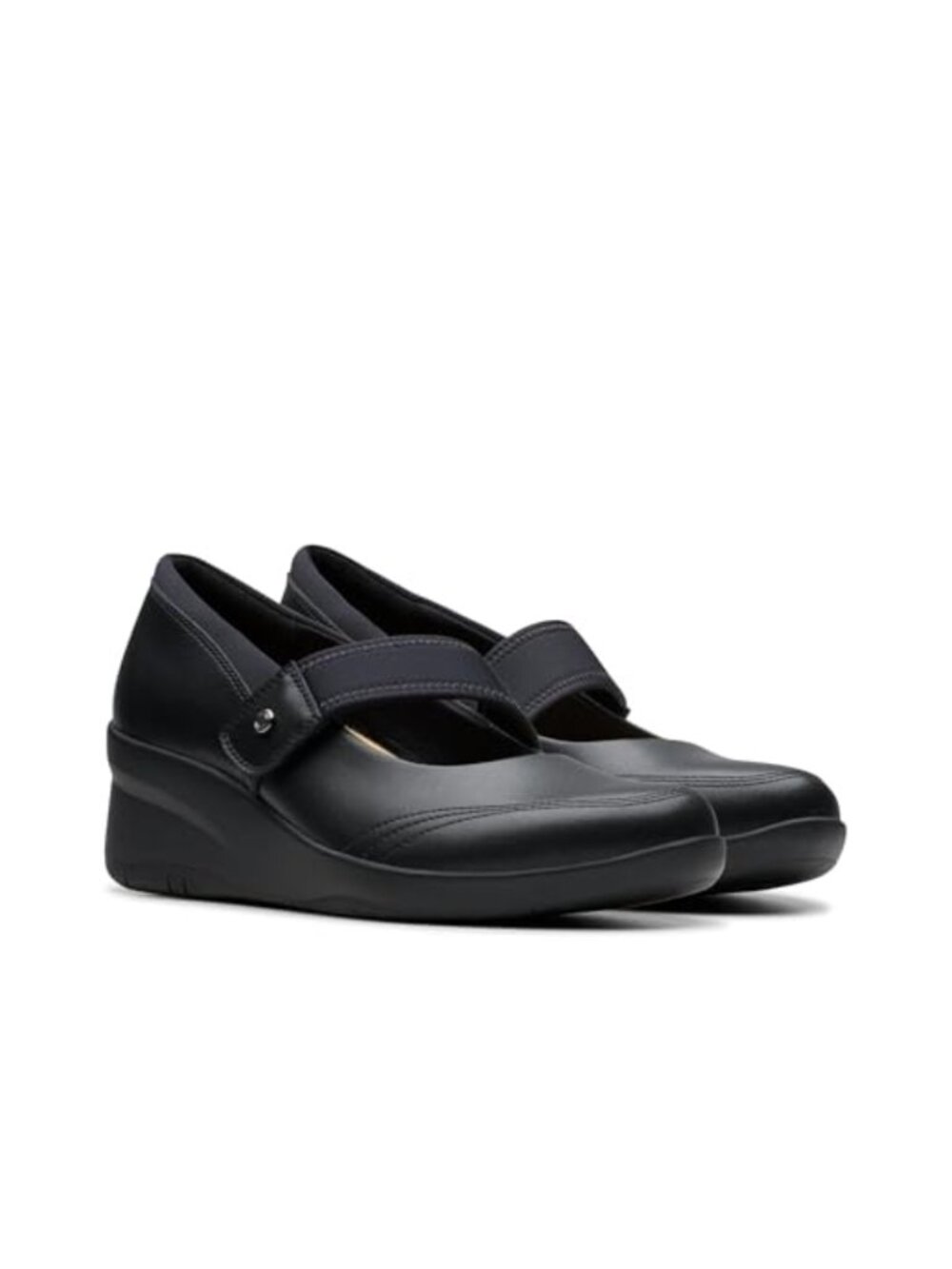 Clarks Suttyn May Leather Mary Jane Wedge Pump Closed Toe Cushioned